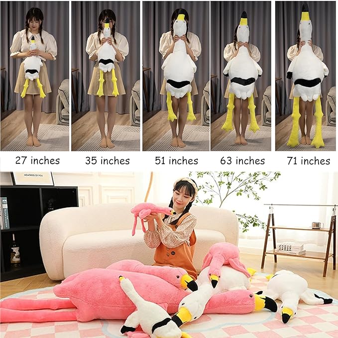 TZMAPU Giant Pink Flamingo Plush Pillow & Soft Doll - 63" Gift for Kids & Adults（Pink 63inch）