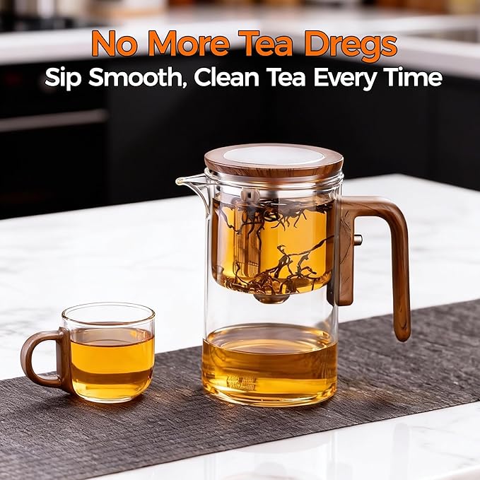 Enchanted Tea Pot, Magic Tea Pot for Loose Leaf Tea Steeper, Heat Resistant Borosilicate Glass Teapot with Tea Infuser, Ideal Gift for Tea Lovers - 20 oz (600 ml)
