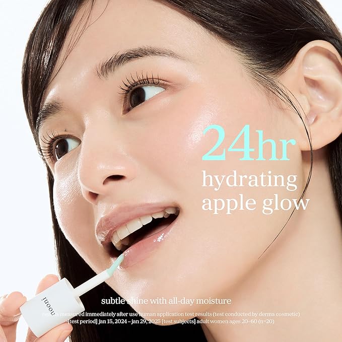 NOONI Korean Lip Oil - Applemint | Long-Lasting, Moisturizing, Plumping, Revitalizing for Dry Lips, Waterproof, No Peel Off, Hydrating, Nourishing Crystal Clear, 0.12 FL Oz