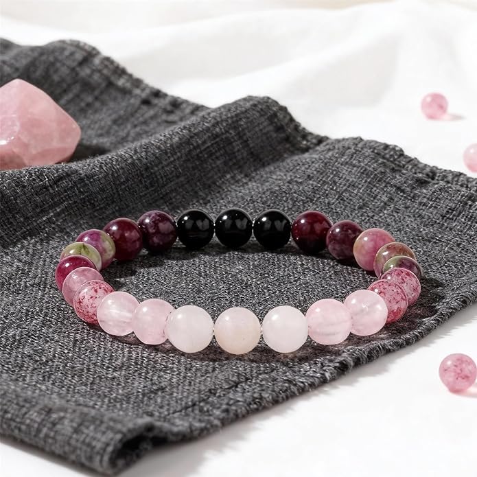 Menopause Bracelet for Women, Natural Crystal Elastic Bracelets Hot Flashes & Anxiety Relief Calming Balance Menopause's Support Jewelry Gift With Card