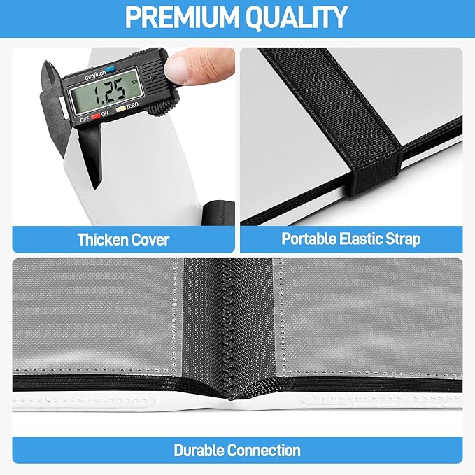 Card Binder, Upgraded 4 Pockets Trading Card Collection Binder for Cards, 160 Pockets Mini Card Book Holder Album - White