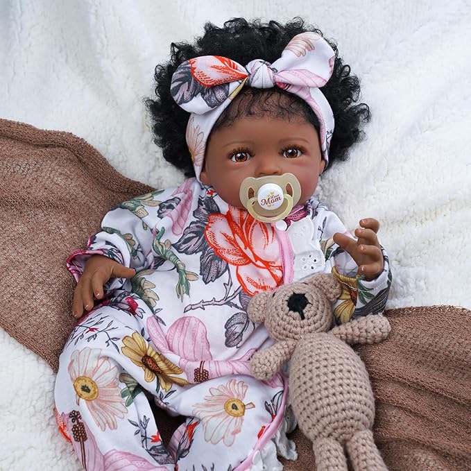 BABESIDE 2 Pcs Reborn Baby Doll Clothes with Headband for 17-22 Inch Babydolls, Floral Patterns Reborn Baby Doll Accessories for Realistic Newborn Dolls Girls, Pink