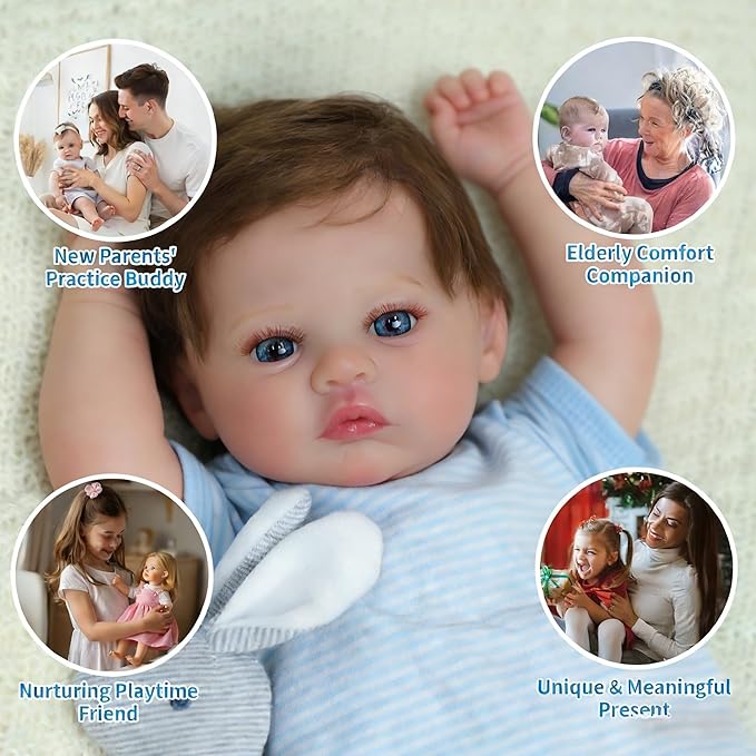 SCOM 18-Inch Reborn Baby Dolls Boy - Realistic Newborn Baby Doll, Lifelike Weighted Soft Body, Adorable Poseable Real Life Doll with Accessories – Gift for Kids Age 3+ & Collectors