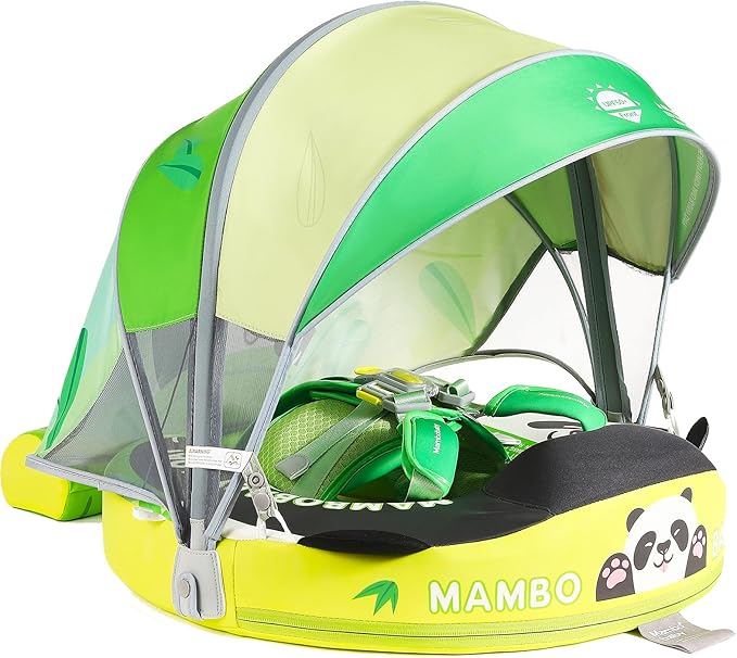 Baby Floats for Pool with Canopy Removable Sun Protection Canopy Mambobaby Float Non Inflatable Upgrade Add Tail Avoid Flip Waterproof Skin-Friendly Infant Swim Float 3-24 Months