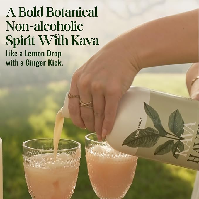 Kava Haven Non Alcoholic Spirit Kava Kava Drink | Non Alcohol Alternative Spirit for Mixed Drink Recipes | Low Calorie | All Natural | - Lemon Ginger Flavor (Pack of 2)