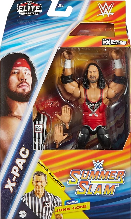 Mattel WWE Elite Collection Action Figure, SummerSlam X-Pac Collectible with Accessory & Referee Build-A-Figure Parts