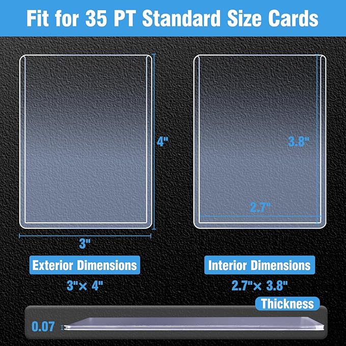32ct Topload for Cards, JIQEZNL 35pt Hard Card Sleeves, 3" x 4" Card Sleeves Hard Plastic, Card Sleeve for Trading Cards, Rigid Pokemon Card Protectors Hard Plastic for MTG, Yugioh, Baseball, Sports