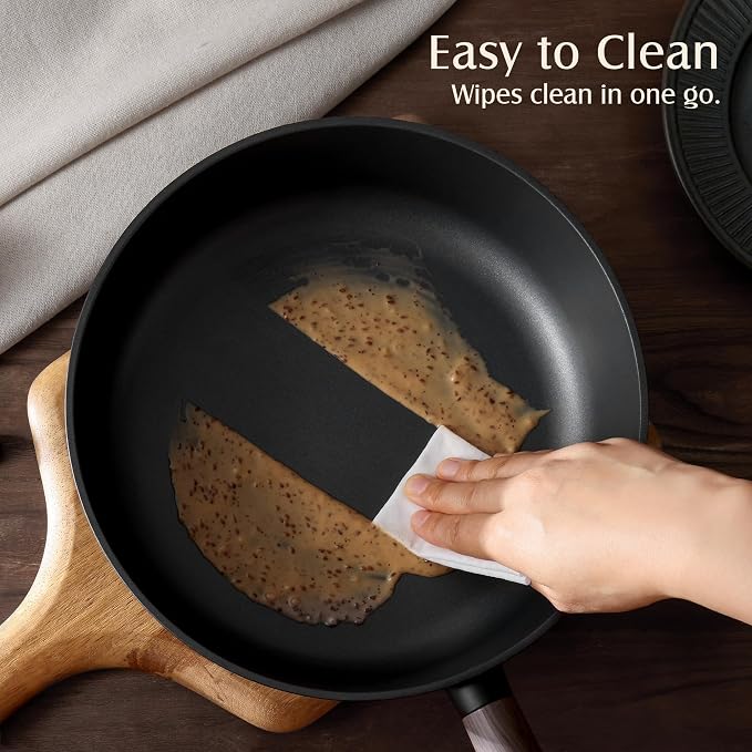 SENSARTE 8" Non Stick Frying Pans Skillet with Lid, PFOA/PFOS Free | Non Toxic Healthy Chef's Pan for Eggs, Works as Small Wok for Cooking, Kitchen & Home Essentials, Induction Compatible, Black