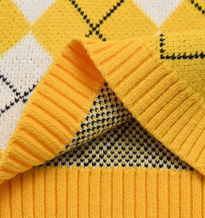 Women's Sweater Vest,Y2K Sleeveless Pattern Preppy Style Knitted Crop Tank Top for Girl