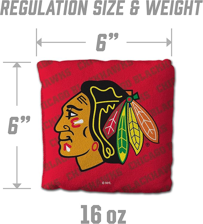 YouTheFan Officially-Licensed NHL Set of 4 Cornhole Bags - All Weather Regulation 6” x 6” Size - 16oz Weight - Designed in USA