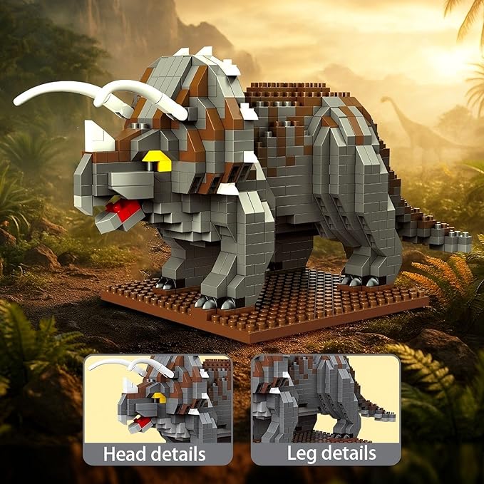 Dinosaur Micro Mini Building Block Sets for Adults, No Compatible with Lego, Building Toys for Home & Office Decor, MOC 3D Creative Model Gifts for Christmas