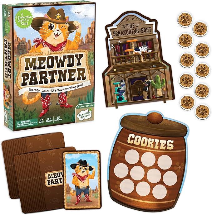 Peaceable Kingdom Meowdy Partner Matching Game for Boys & Girls Age 3 to 5 - A Cooperative Memory Game for Kids