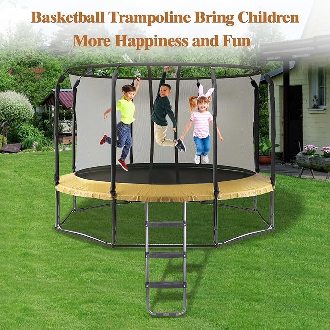 Trampoline Ladder 2/3 Steps, Trampoline Steps with Wide Steps, Skid-Proof Steps Universal Hook, UV Treated Steel, 14FT Trampoline Stairs Accessories for Kids/Children, 220Lbs Capacity