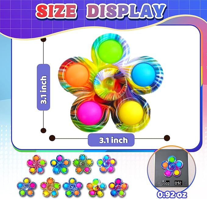 18 PCS Fidget Spinner Toys Bulk for Kids, Party Favor Travel Activities Anxiety Stress Relief Toy, ADHD Autism Product Stocking Stuffer for Teen Adults Birthday Gift Classroom Treasure Box Prize