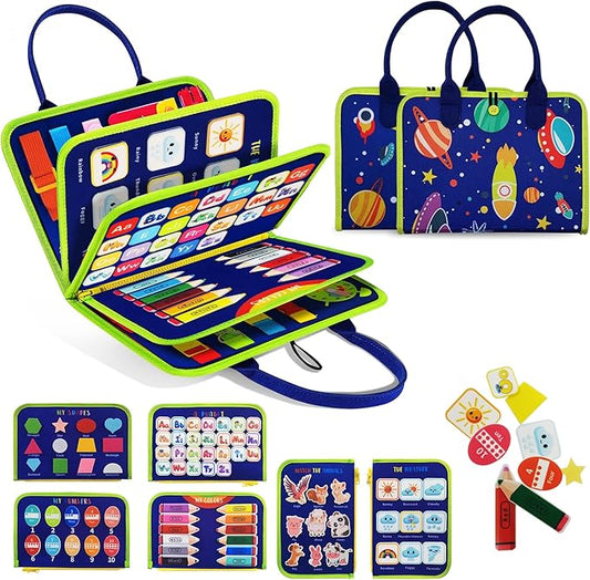 TenFans Busy Board - Montessori Toys for 1 2 3 Years Old - Sensory Toys for Autism - Toddler Toys Gift for Boys & Girls Learning Fine Motor Skills