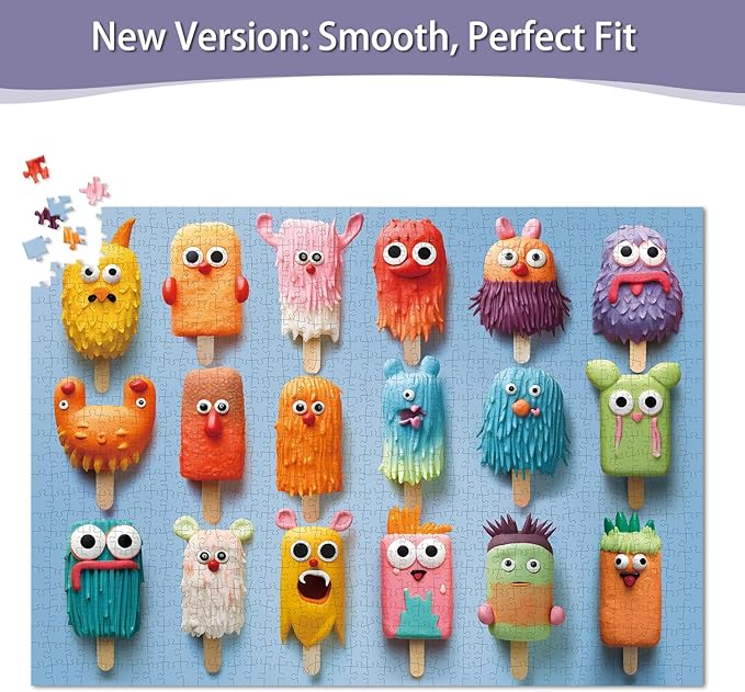 1000 Pieces Jigsaw Puzzles for Adults and Teens and Family Happy Game Time Animal Cute Funny Puzzle (Popsicle Monsters)