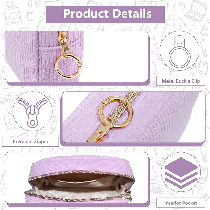 Period Bag for Girls, Corduroy Period Kit with Sanitary Pad Pouch, Menstrual Storage Bag and Tampon Holder for Purse, Girls School Essentials,Feminine Care Organizer(Purple)