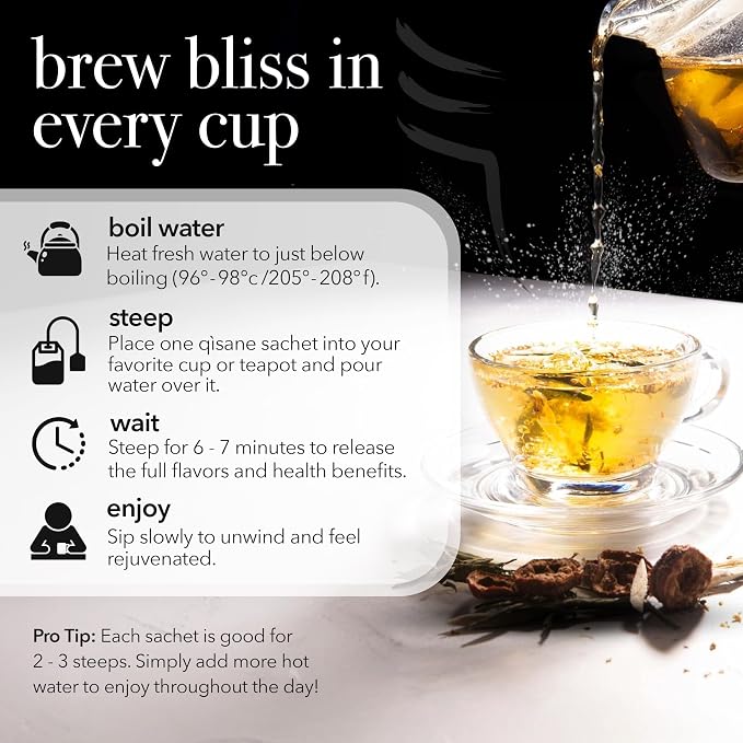 qìsane Organic Hibiscus Tea Bags with Mandarin Peel - Organic Licorice Root, Cassia Seeds - Loose Tea with Tangy Citrus Flavor to Help Support Strain and Tension - 10 sachets (~30 cups)