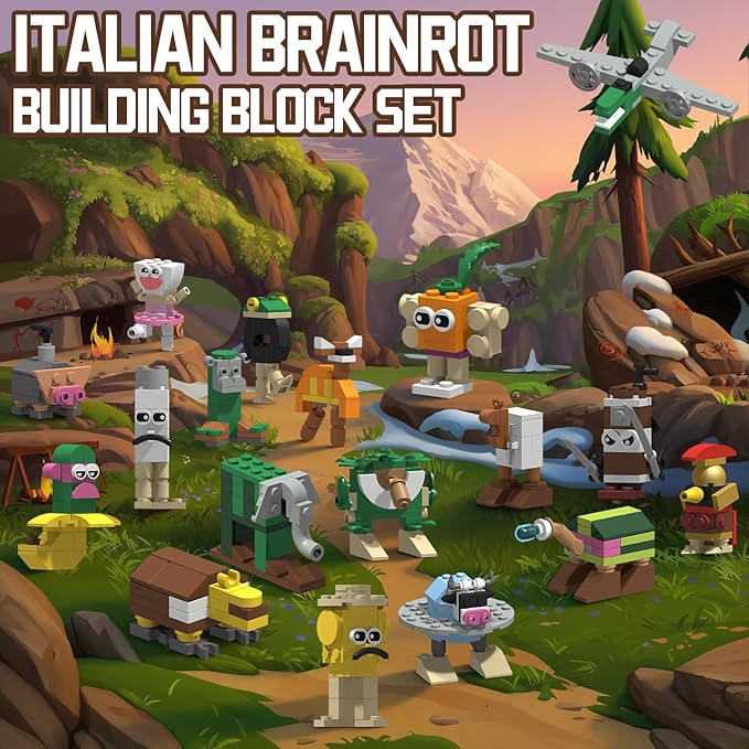 Italian Brain Rot Unique Cartoon CharactersMyth Qholve Italian Brain Rot Unique Cartoon Characters Building Blocks 18 in 1 Educational & Entertaining Gift Idea for Kids Teens & Adults Building Blocks