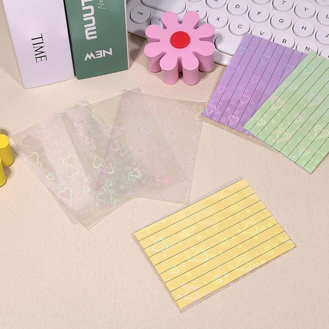 200pcs Love Heart-Shape Photocard Sleeves, 9.1x6.5cm/3.58x2.56in Holographic Foil Card Protector Covers for Trading Cards Kpop Photocards