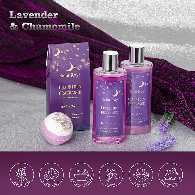 Spa Gift Basket Bath Spa Kit Spa Gifts for Women, Bath and Body Baskets Set | 10pc Self Care Kit Lavender Scent Birthday Gifts Skin Care Set, Christmas Gifts, Beauty kits Bridal Shower Self-care Home Spa