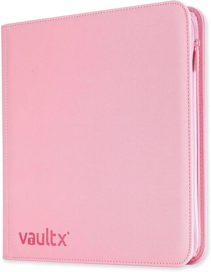 Vault X 12 Pocket Zip Binder, 480 Cards, Exo-Tec Material, 20 Side-Loading Pages (Pink)