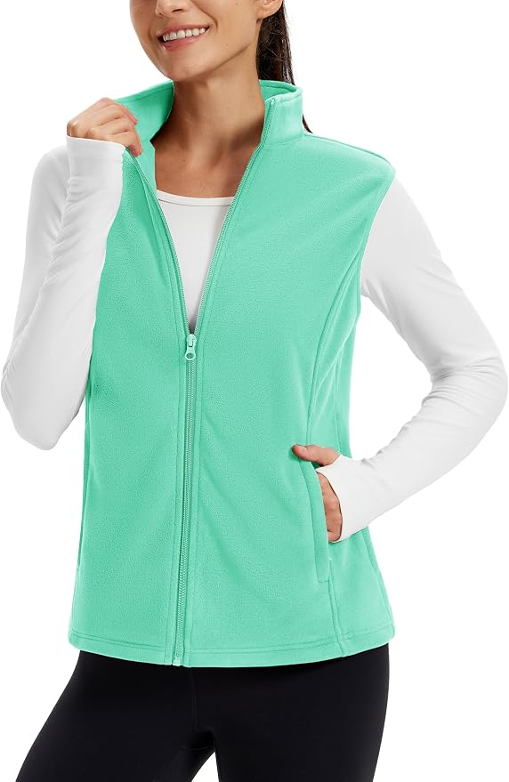 TACVASEN Women's Fleece Vest Lightweight Sleeveless Zip Jacket Outerwear | Soft Polar,Zipper Pockets,Stand Collar,Fall Winter Warm,Outdoor,Athletic,Running,Hiking,Travelling,Golf,Work