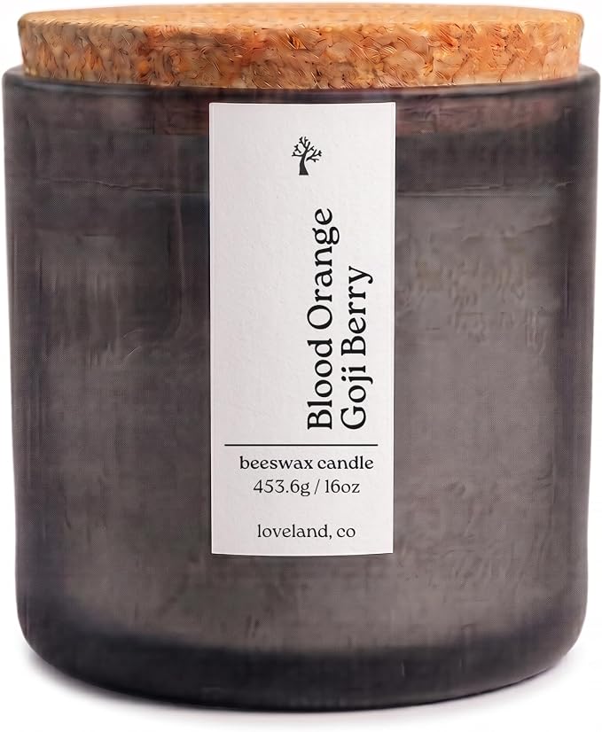 Aspen & Oak Luxury Beeswax Candle 16oz - Long Burning Pure Beeswax Candles, Non Toxic, Natural, Clean, Essential Oil Scented Organic Candles, Home Decor & Gifts - Blood Orange Goji Berry