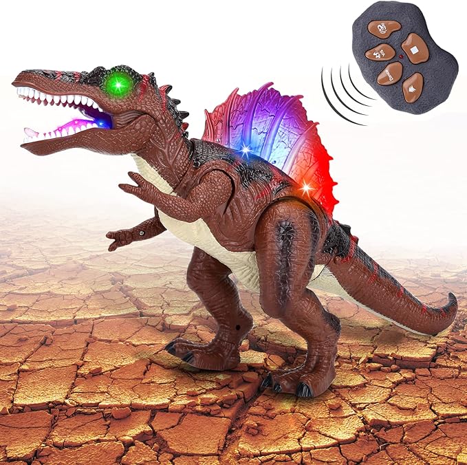Remote Control Dinosaur Spinosaurus Toy, 20-inch Large Walking Robot Action Figure Dancing Dinosaur RC Toys with LED Light and Roaring Realistic Sounds for 3 4 5 6 7 8 9 Year Old Boys Girls Kids Gift