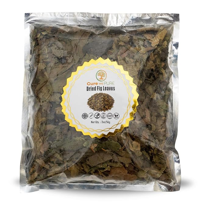 Cure Wid Pure – Certified Organic Fig Leaves 2oz – Non-GMO Hoja de Higo in Eco-Friendly Resealable Bag for Herbal Infusions – Antioxidant-Rich Fig Leaves Tea for Digestion,Circulation & Relaxation