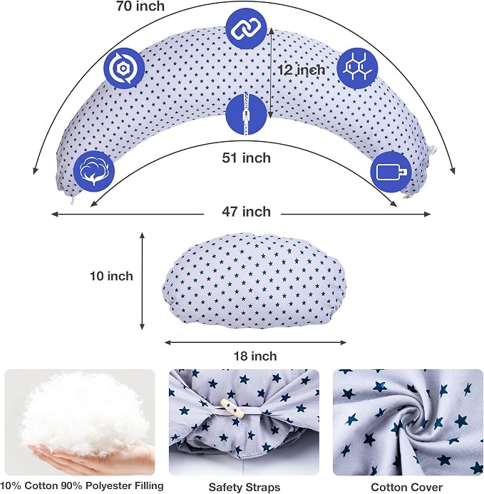 Chilling Home Pregnancy Pillow, C Shaped Pregnancy Pillows for Sleeping Full Body Pillow Maternity Pillow for Pregnant Women 47 inch, Pregnant Women Must Have with Removable Cover