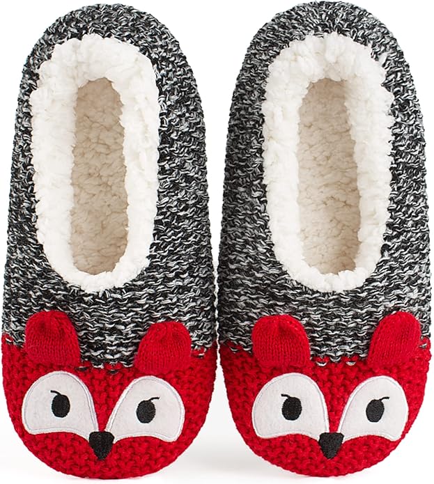 Cute Animal House Slippers, Warm Fuzzy Slipper Socks with Grippers Non Slip, Cozy Funny Gifts
