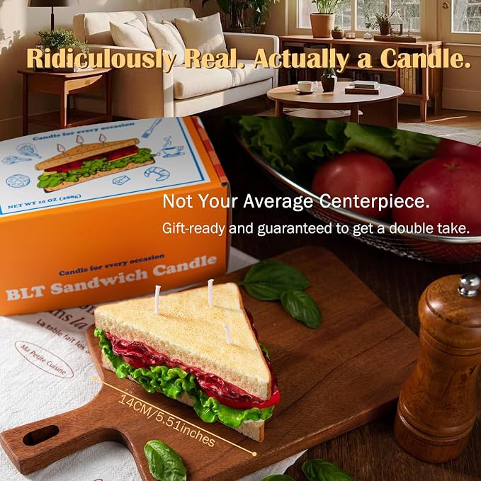BLT Sandwich Realistic Food Scented Vegetable Wax Candle