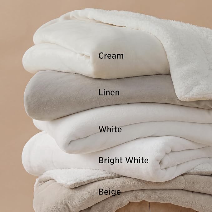 Bedsure GentleSoft Sherpa Fleece Blankets King Size for Bed, Non-Heated, Thick and Warm Throw for Women and Men, Soft Fuzzy Plush King Blanket for Winter, Bright White, 108x90 Inches