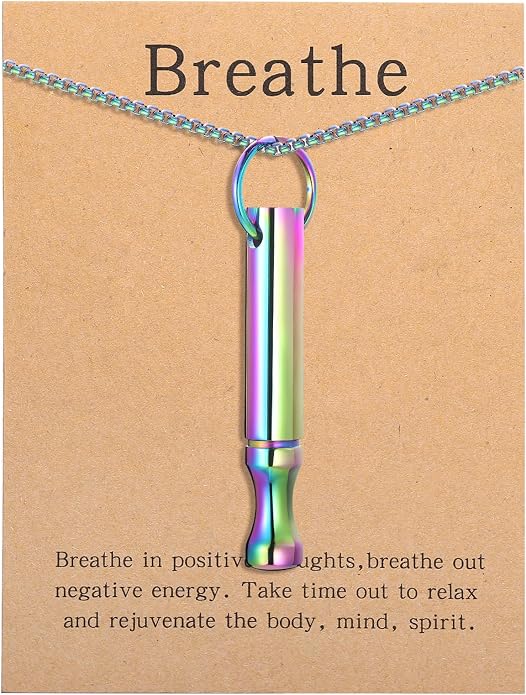 Mindfulness Breathing Necklace Stress Relief Pendant Stainless Steel Anxiety Breathe Necklace for Women Men