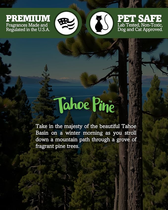 Tahoe Pine Scented Natural 3 Wick Candle, Essential Fragrance Oils, 100% Soy, Phthalate & Paraben Free, Clean Burning, 14.5 Oz.