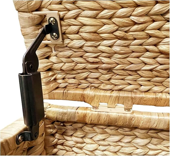 Water Hyacinth Blanket Storage Trunk, Natural, 36 x 20 x 18.5 | Metal Frame, 2 Safety Hinges, Wicker Decorative Storage Chest, Living Room Organization