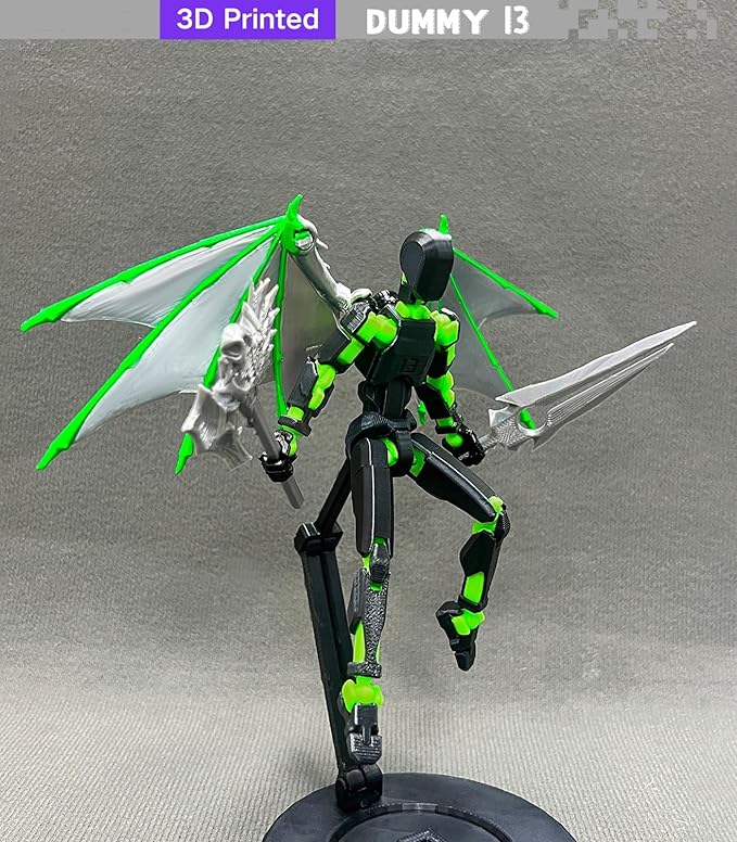 (Assembly Completed) T13 Action Figure, 5.5 Inch 3D Printed Multi-Jointed Movable Dummy 13 Toy,Dummy 13 Robot Action Figure with Lots of Weapons, Black