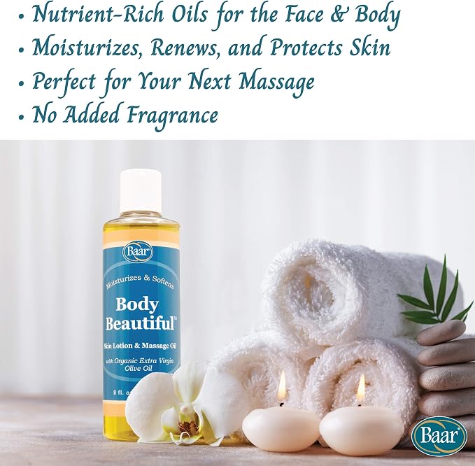 Body Beautiful Massage Oil & Lotion, Moisturizing & Nourishing, 8 Oz