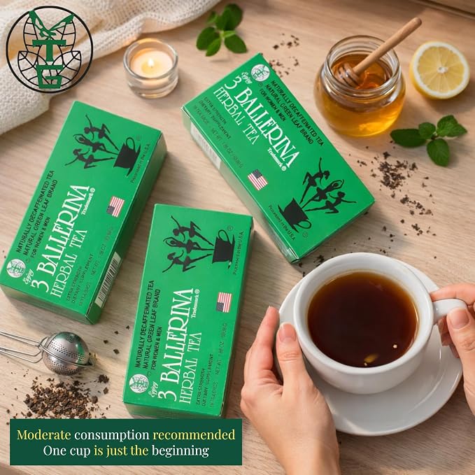 3 Ballerina Diet Tea Extra Strength – Caffeine-Free Herbal Tea Bags for Digestive Comfort – Pack of 6 (108 Count)
