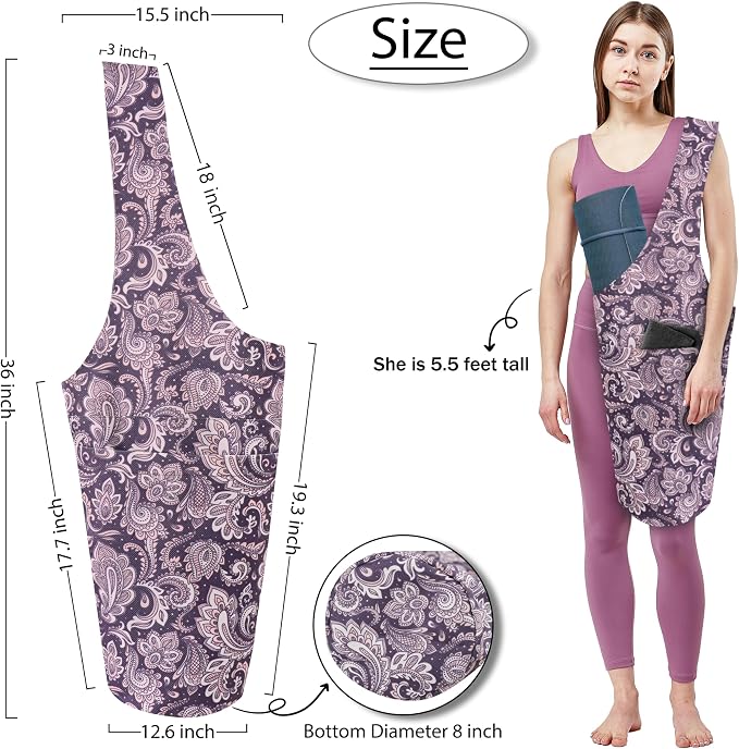 Yoga Mat Bag Yoga Tote Bag with Large Pocket and Zipper Pocket Yoga Mat Bag Carrier Fit Most Size Mats and All You Stuff