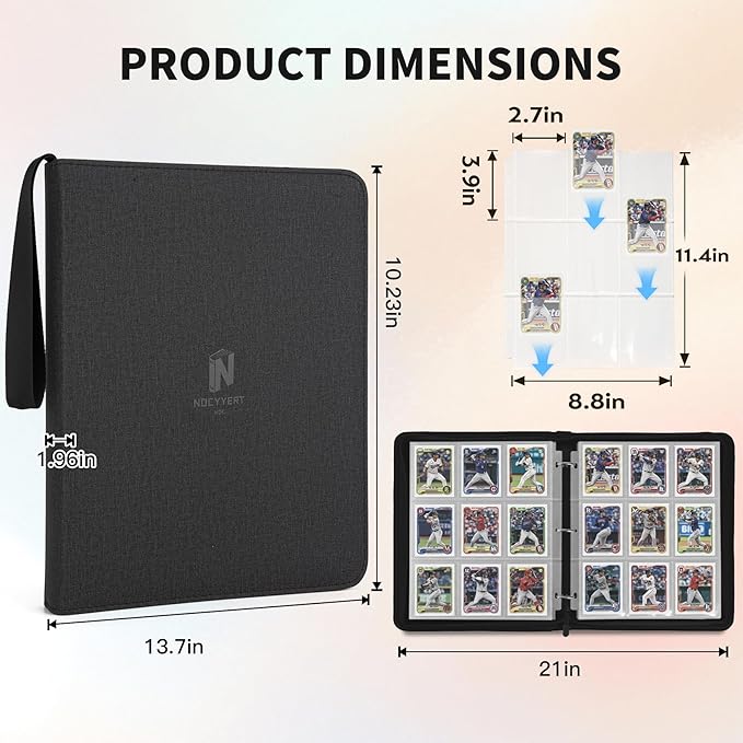 Trading Card Binder, Premium 9 Pocket 720 Double Sided Pocket Collection Binder,Card Album for TCG Card Holder for Game Card, Sports Card, Yugioh, MTG etc(Black 2)
