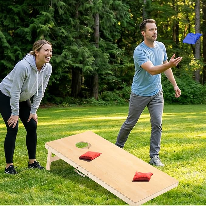 Sportdo 4x2 ft Solid Wood Cornhole Set with 8 Bean Bags, Regulation Size Cornhole Board Set for Adults, Cornhole Game Set for Tailgate Backyard Toss Games Indoor&Outdoor Activities