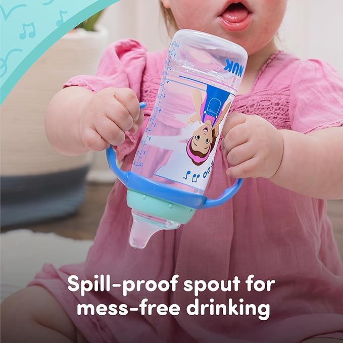 NUK Learner Cup, Ms. Rachel, 10 oz, 8+ Months, 2 pack – Soft Spout, Easy-Grip Handles, BPA Free, Spill Proof Transition Sippy Cup