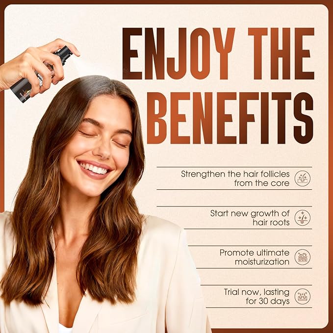 Hair Growth Spray, Hair Growth Oil Spray, With Biotin, Ginger Root Extract, He Shou Wu, Castor Oil, Reduced Shedding, Hydration and Silky Texture for Women & Men - 50ml (1)