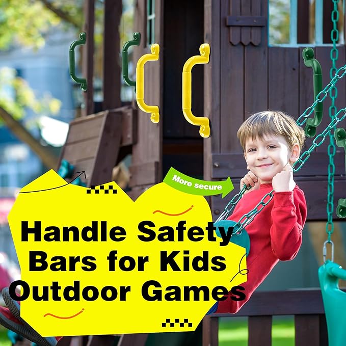 6 Pcs Kids Swingset Handle Plastic Playground Safety Handles Outdoor Playset Grab Handles for Boys Girls Play House Swing Set, 3 Colors (Color Set 1)