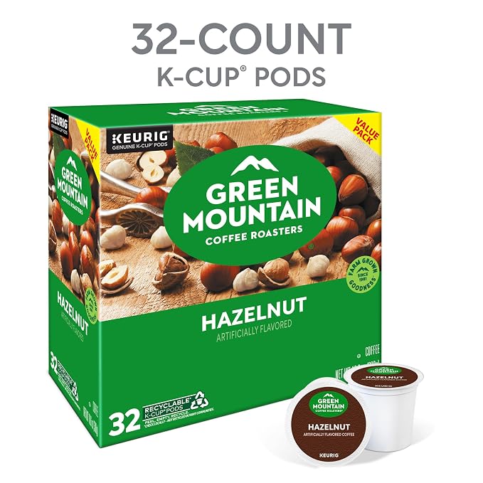 Green Mountain Coffee Roasters Hazelnut Keurig Single-Serve K-Cup Pods, Light Roast Coffee, 32 Count