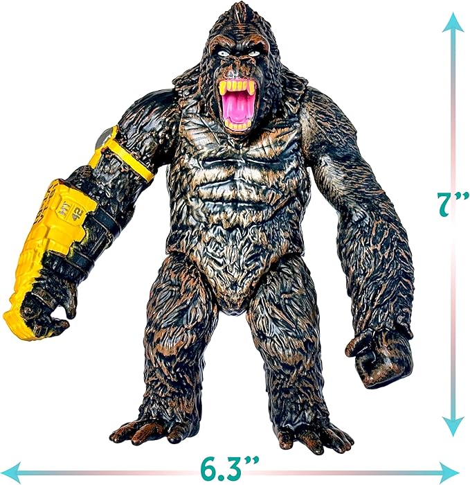 TwCare King Kong: The New Empire, Dinosaur Dragon Attack Action Figure 7” Fight Mode Gorilla Ape Solid Wild Movie Series, Travel Bag