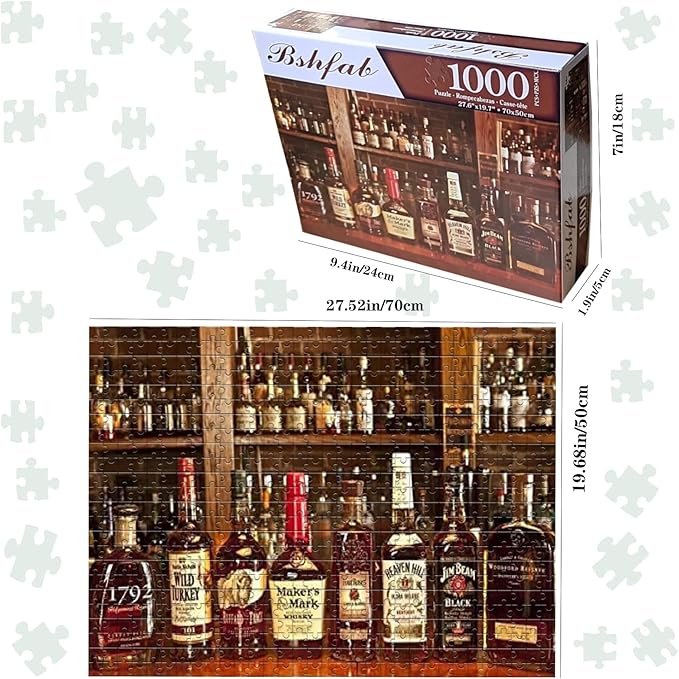 Jigsaw Puzzles for Adults 1000 Piece High Challenging DIY Large Puzzle Educational Toy Funny Family Games Unique Home Decor (Whisky)