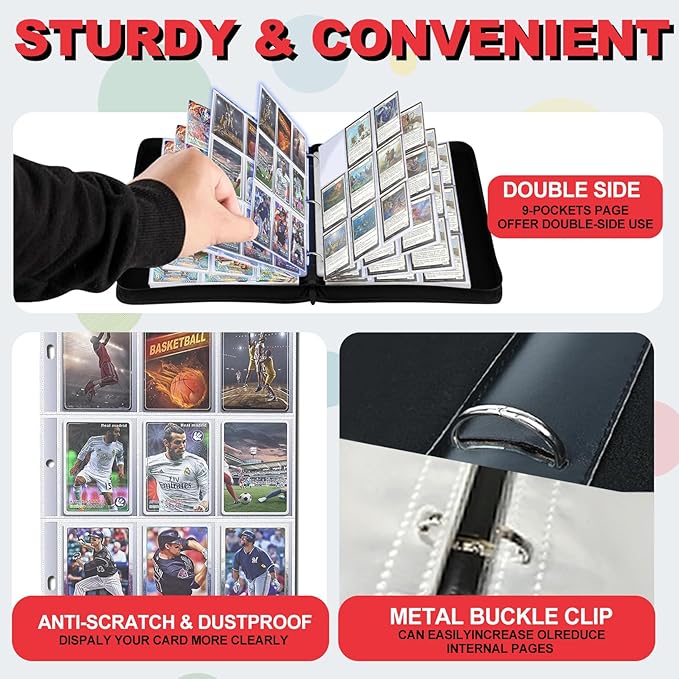 1008 Card Binder 9 Pocket, 3-Ring Trading Card Binder with 56 Page Removable Sleeves, High Storage Waterproof Trading Card Holder Collection Card Album Organizer Case for TCG Cards-3 Fire Dragon